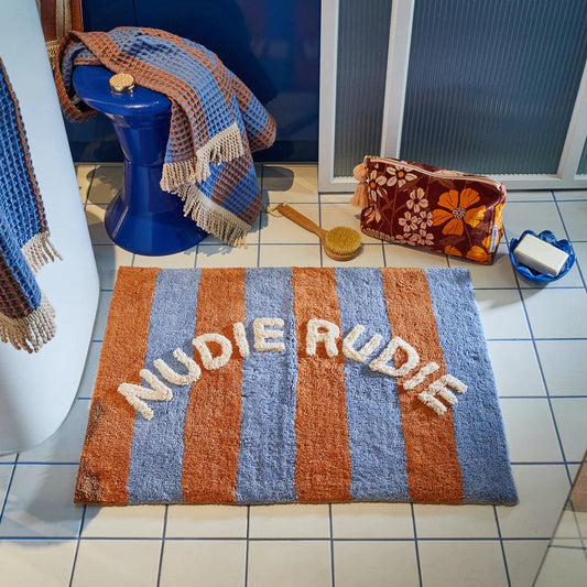 Sage and Clare Zelia Nudie Rudie Bath Mat in Blue Jay - the tartan fox