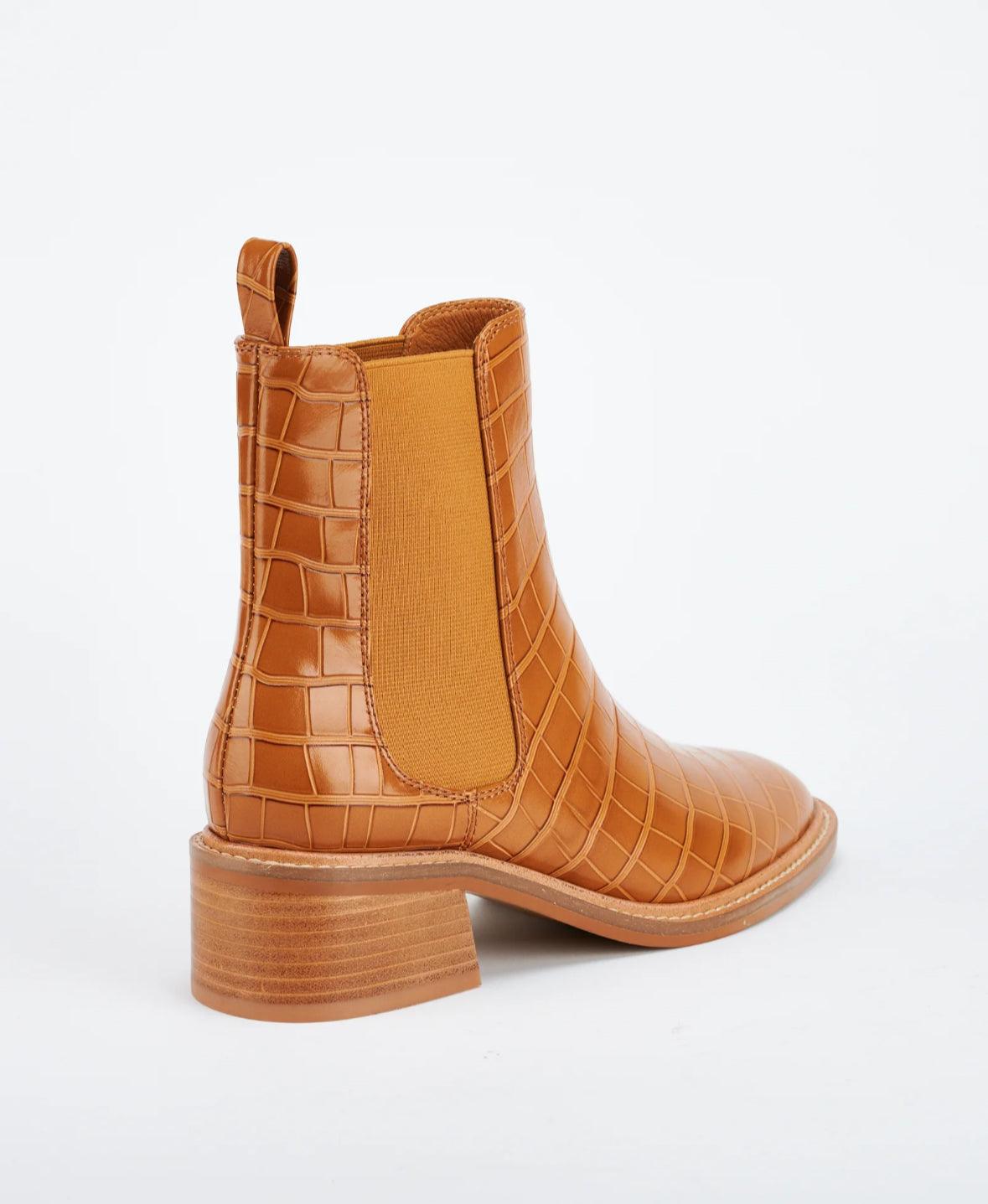 Sol Sana Chelsea Boot in Tan Croc - the tartan fox