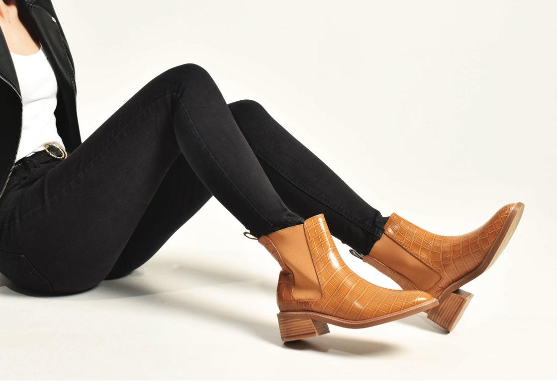 Sol Sana Chelsea Boot in Tan Croc - the tartan fox