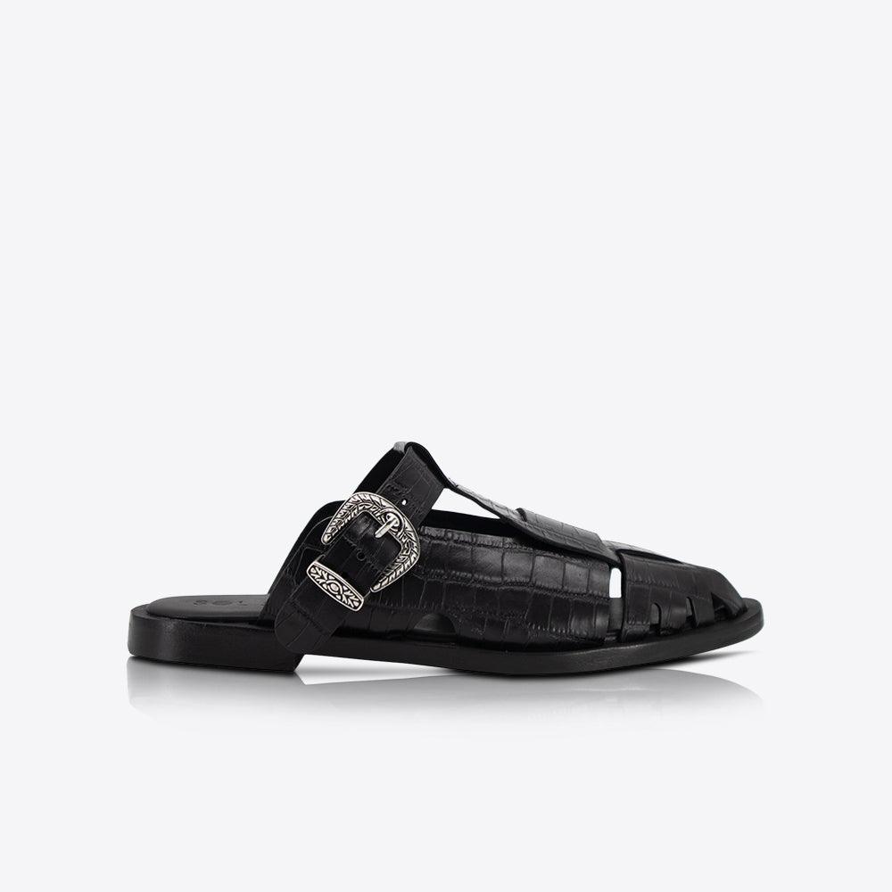 Sol Sana Ned Loafer in Black Croc - the tartan fox