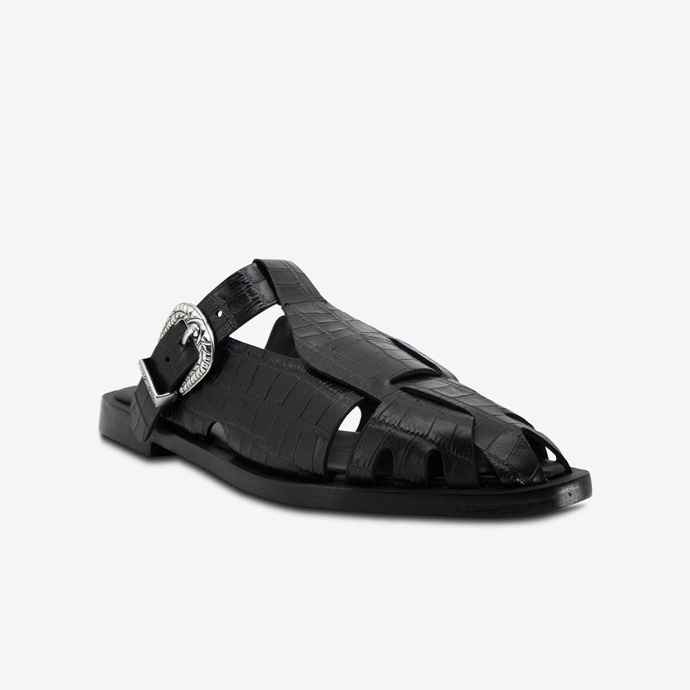 Sol Sana Ned Loafer in Black Croc - the tartan fox