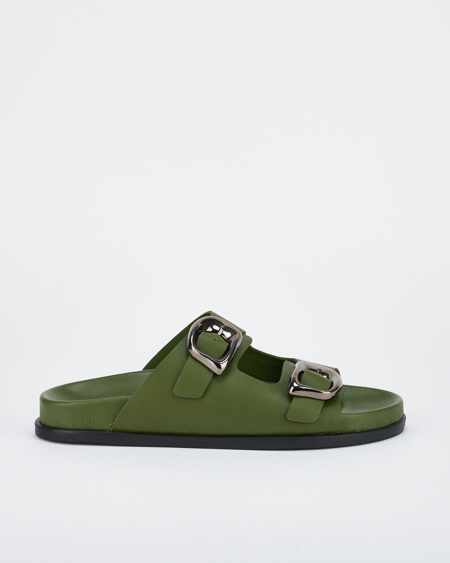 Sol Sana San Jose Footbed Sandal in Forest Green/Silver - the tartan fox