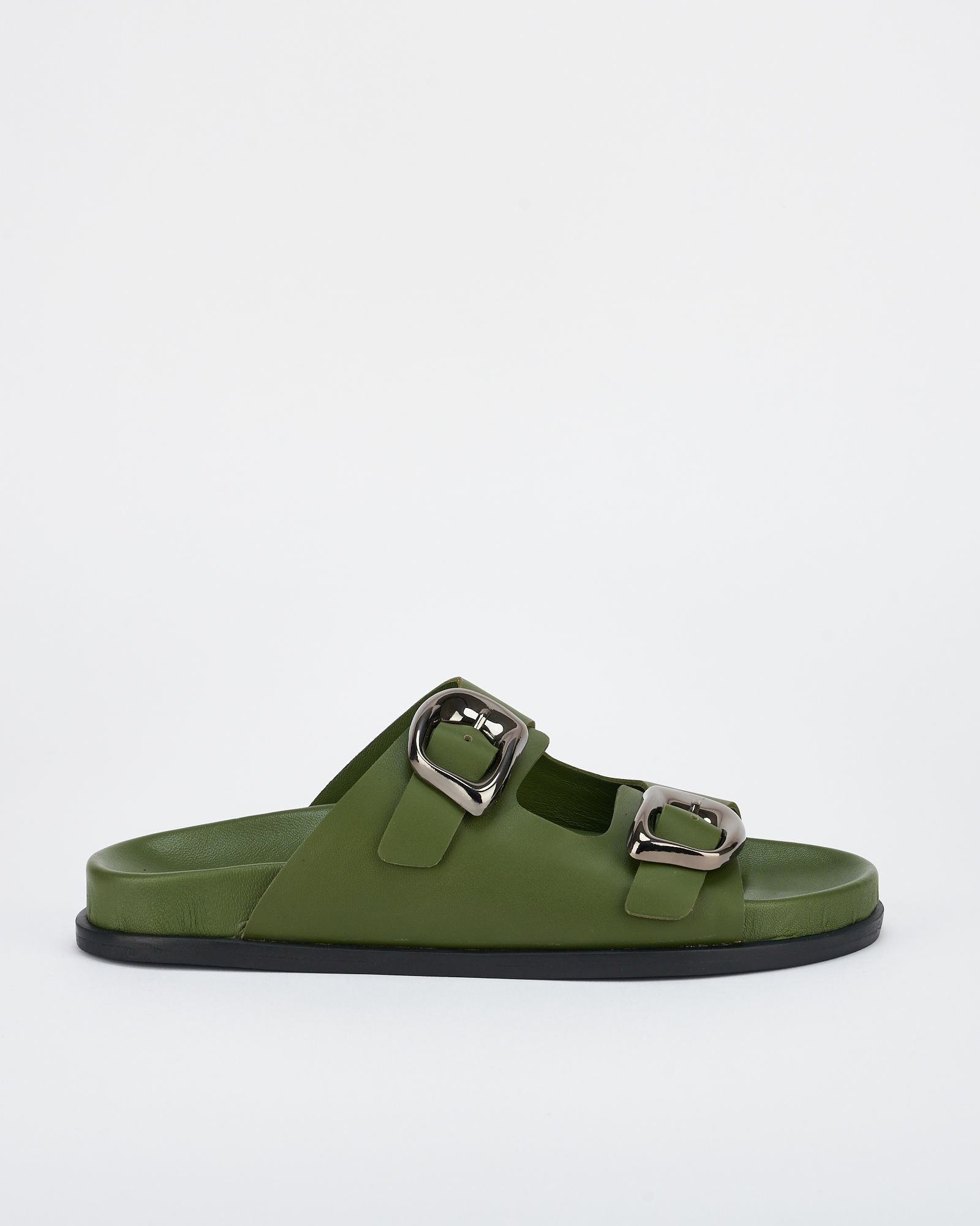 Sol Sana San Jose Footbed Sandal in Forest Green/Silver - the tartan fox