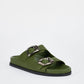 Sol Sana San Jose Footbed Sandal in Forest Green/Silver - the tartan fox