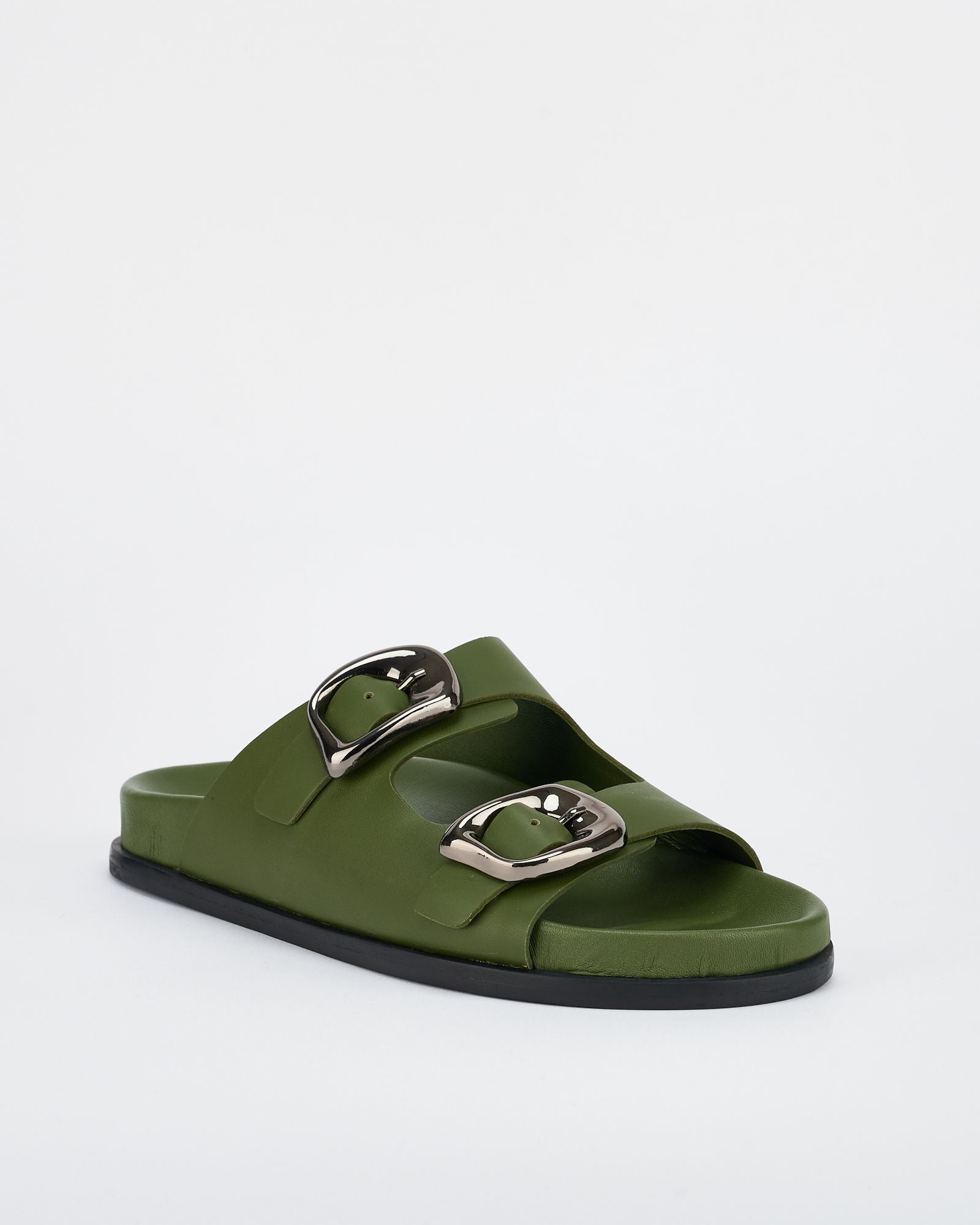 Sol Sana San Jose Footbed Sandal in Forest Green/Silver - the tartan fox