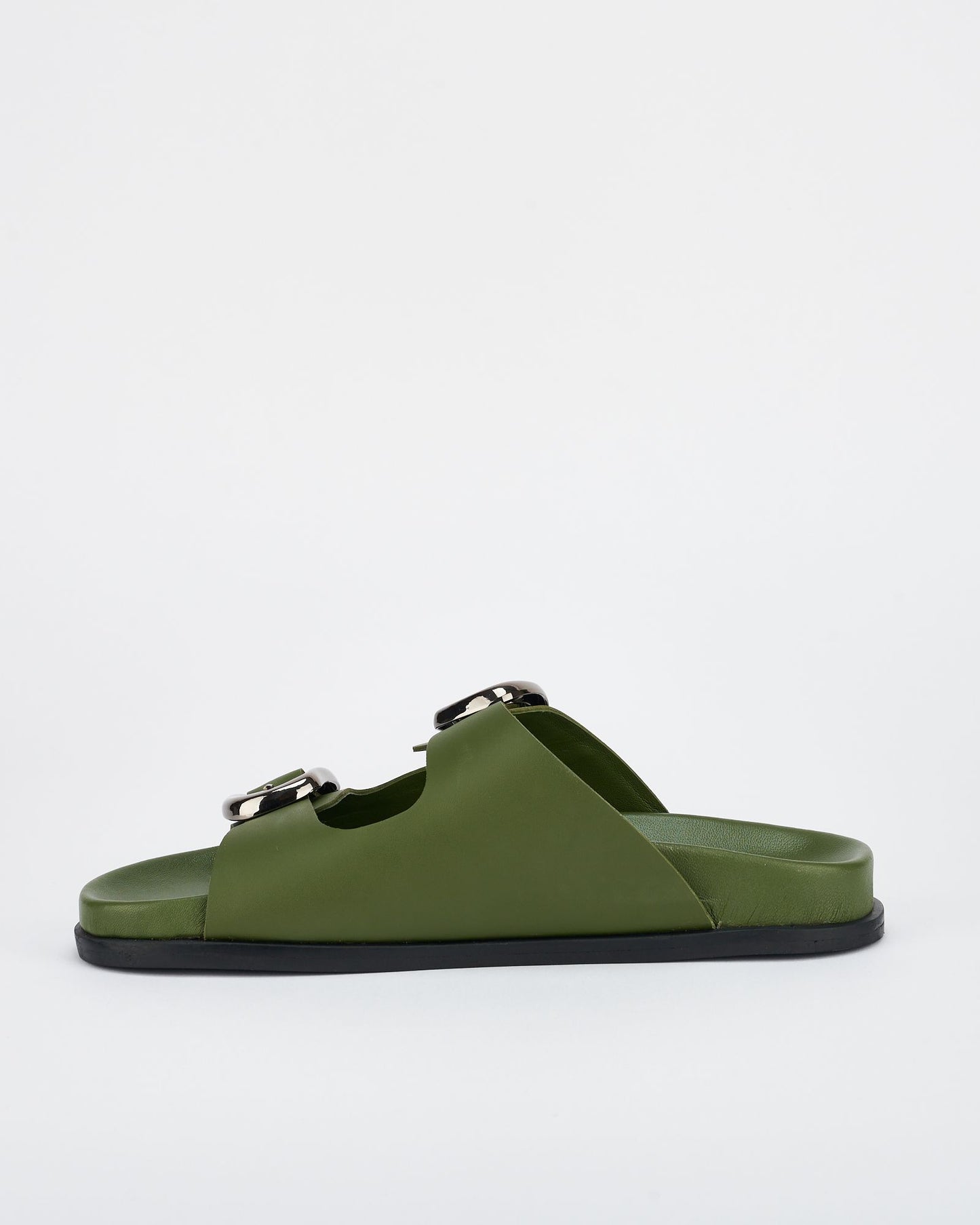 Sol Sana San Jose Footbed Sandal in Forest Green/Silver - the tartan fox