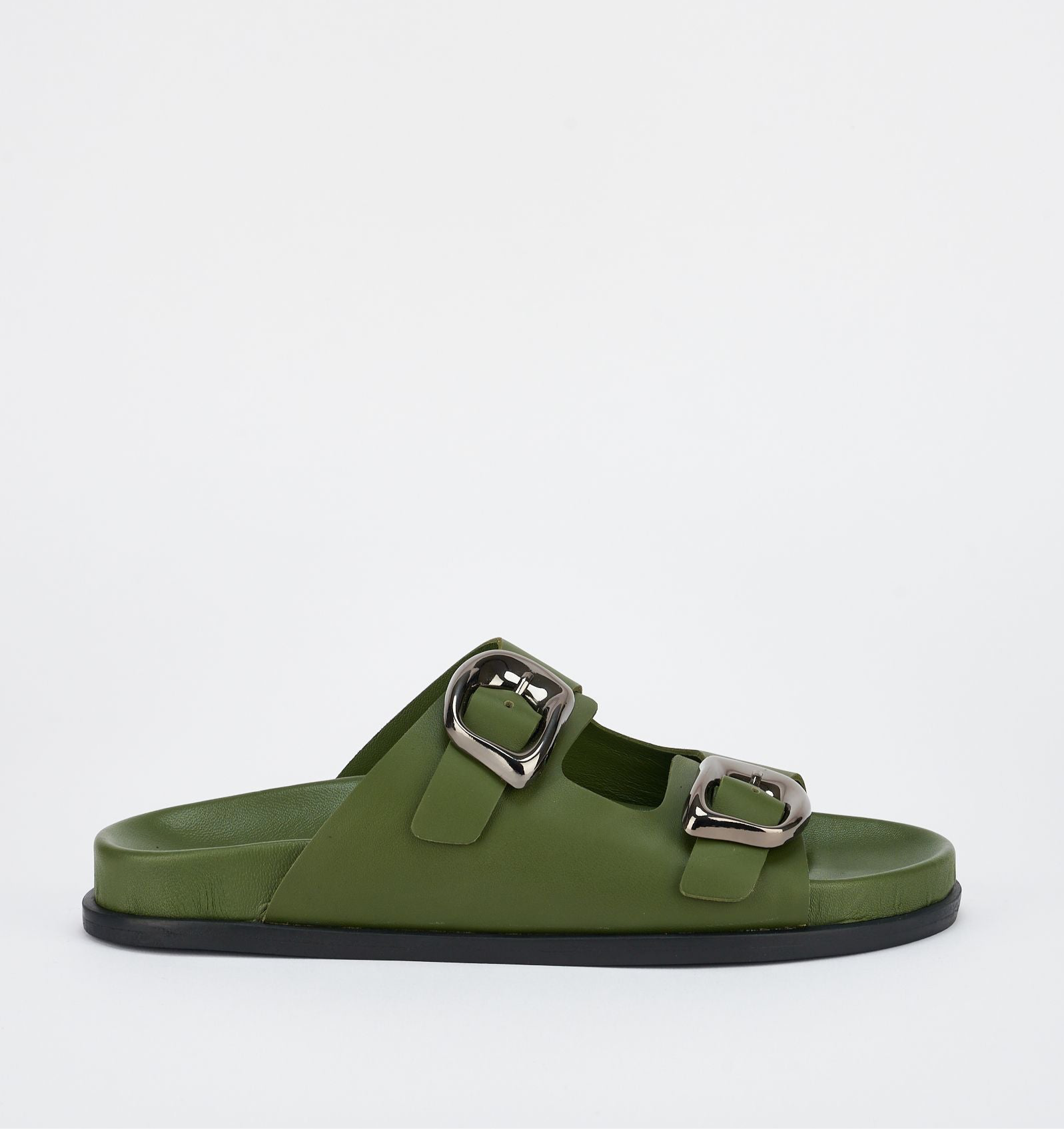 Sol Sana San Jose Footbed Sandal in Forest Green/Silver - the tartan fox