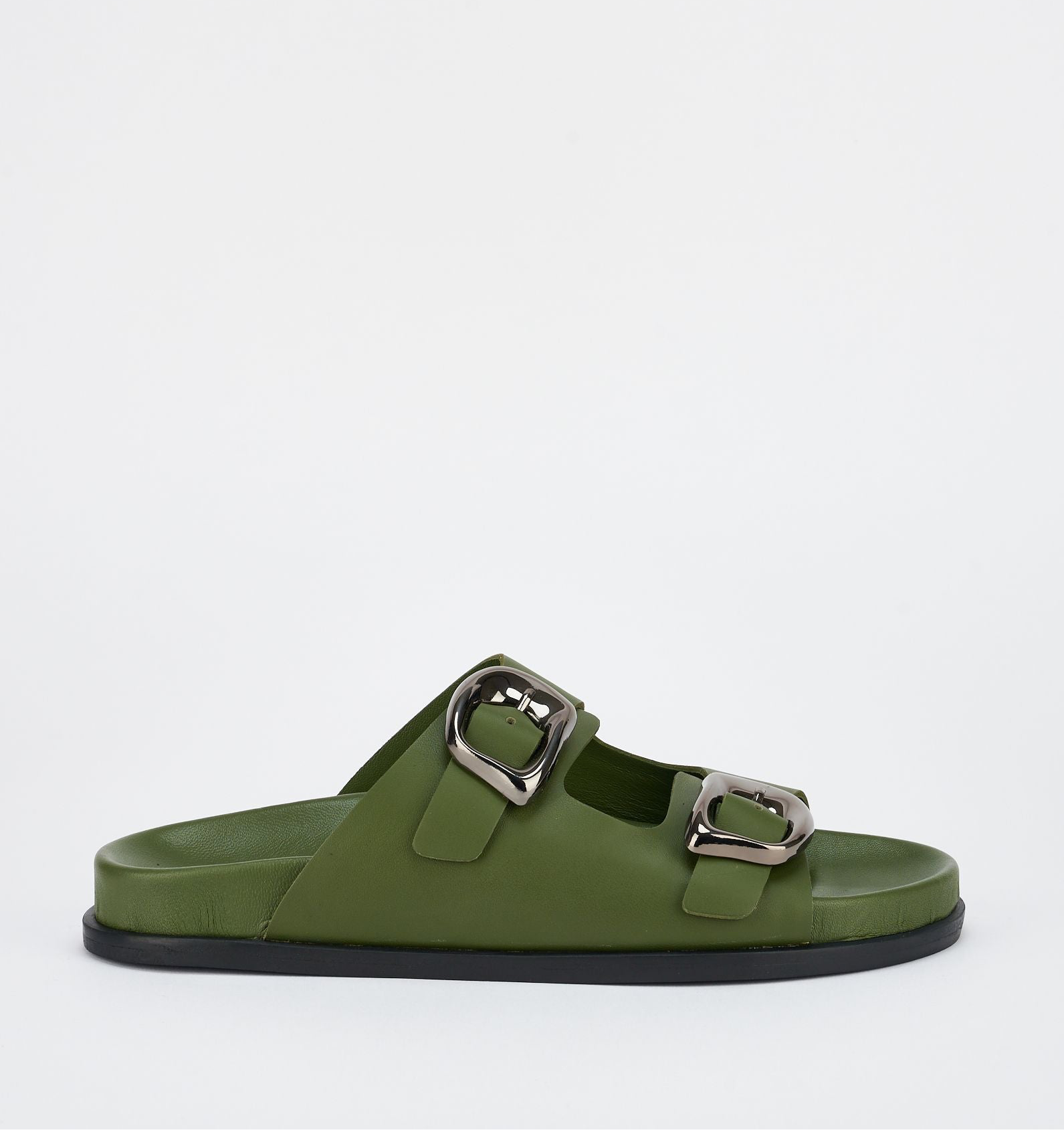 Sol Sana San Jose Footbed Sandal in Forest Green/Silver - the tartan fox