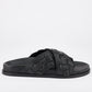 Sol Sana Santigold Footbed Slide in Black Leather - the tartan fox