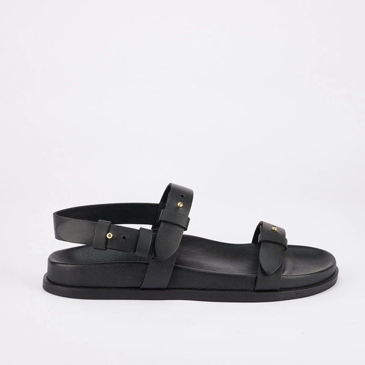 Sol Sana Tritan Footbed Sandal in Black Leather - the tartan fox