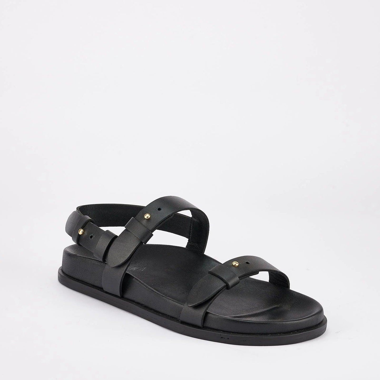 Sol Sana Tritan Footbed Sandal in Black Leather - the tartan fox