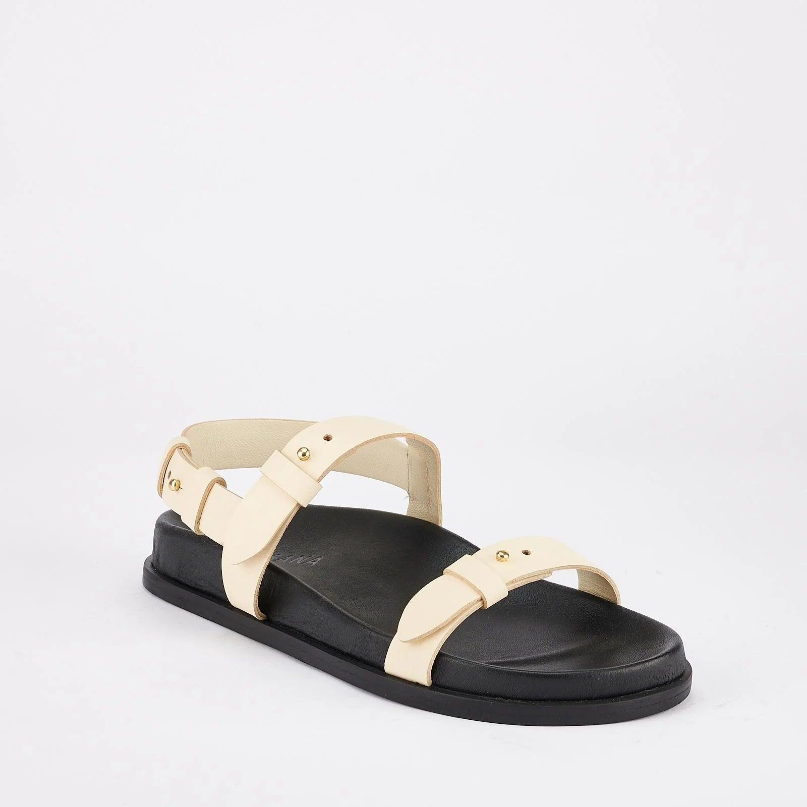 Sol Sana Tritan Footbed Sandal in Off White Leather - the tartan fox