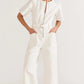 Staple the Label Arlo Cropped Denim Jumpsuit in Off White - the tartan fox