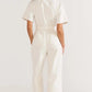 Staple the Label Arlo Cropped Denim Jumpsuit in Off White - the tartan fox