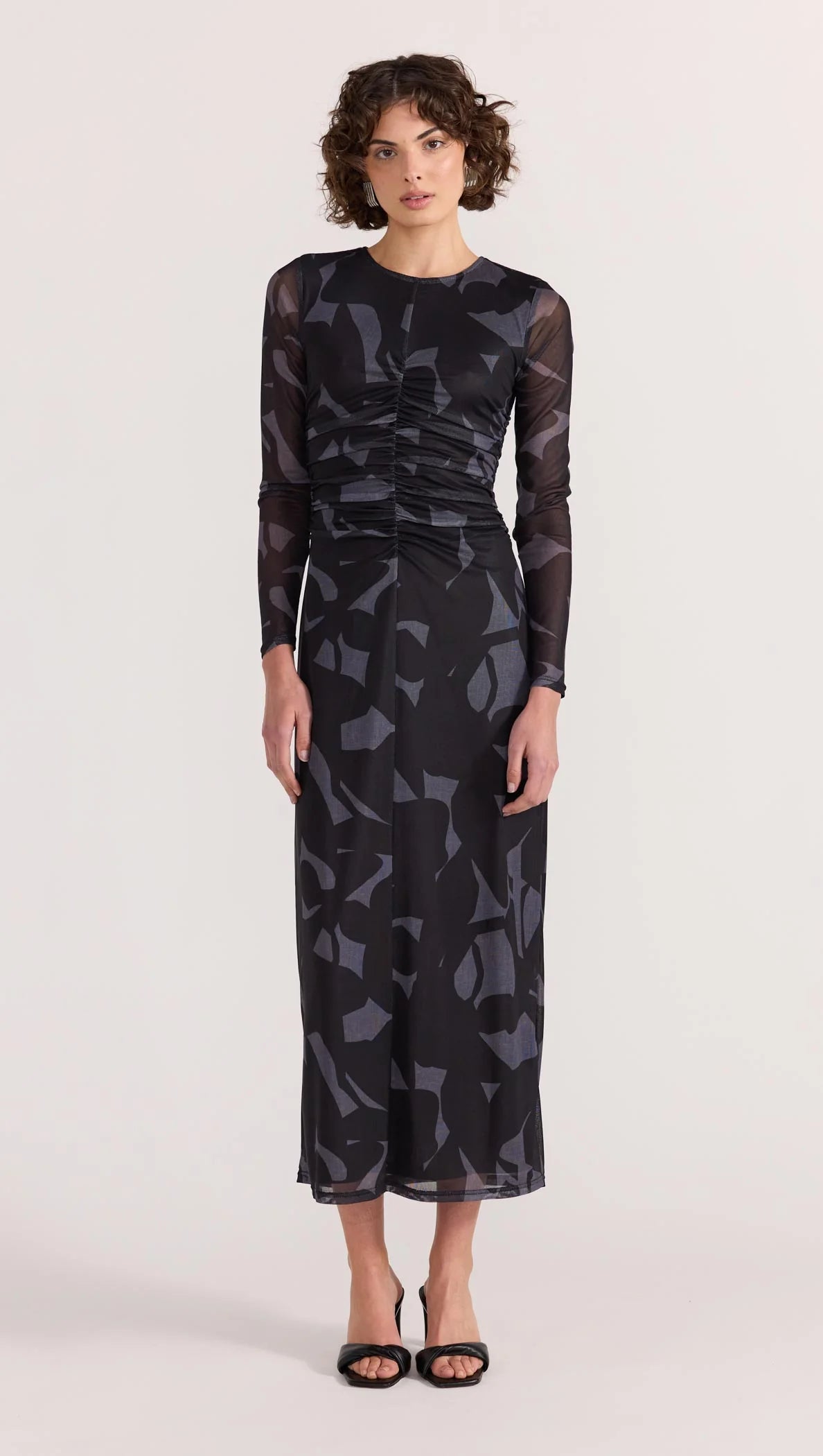Staple the Label Aura Mesh Midi Dress in Abstract - the tartan fox