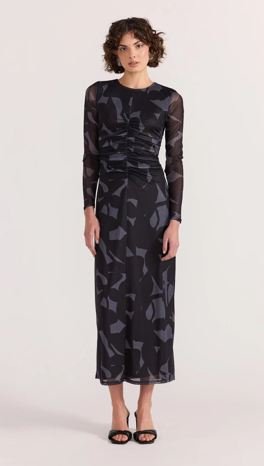 Staple the Label Aura Mesh Midi Dress in Abstract - the tartan fox