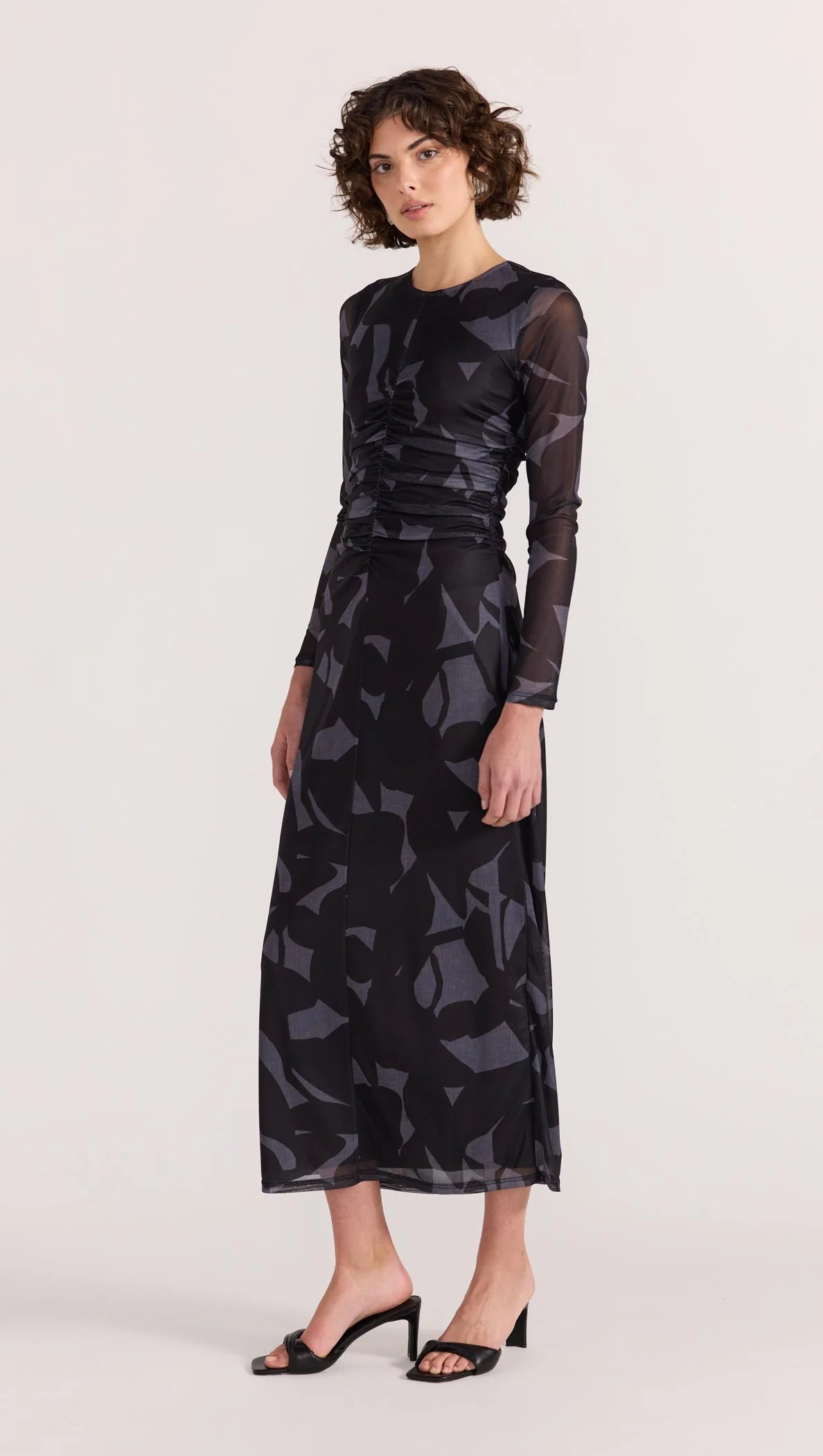 Staple the Label Aura Mesh Midi Dress in Abstract - the tartan fox