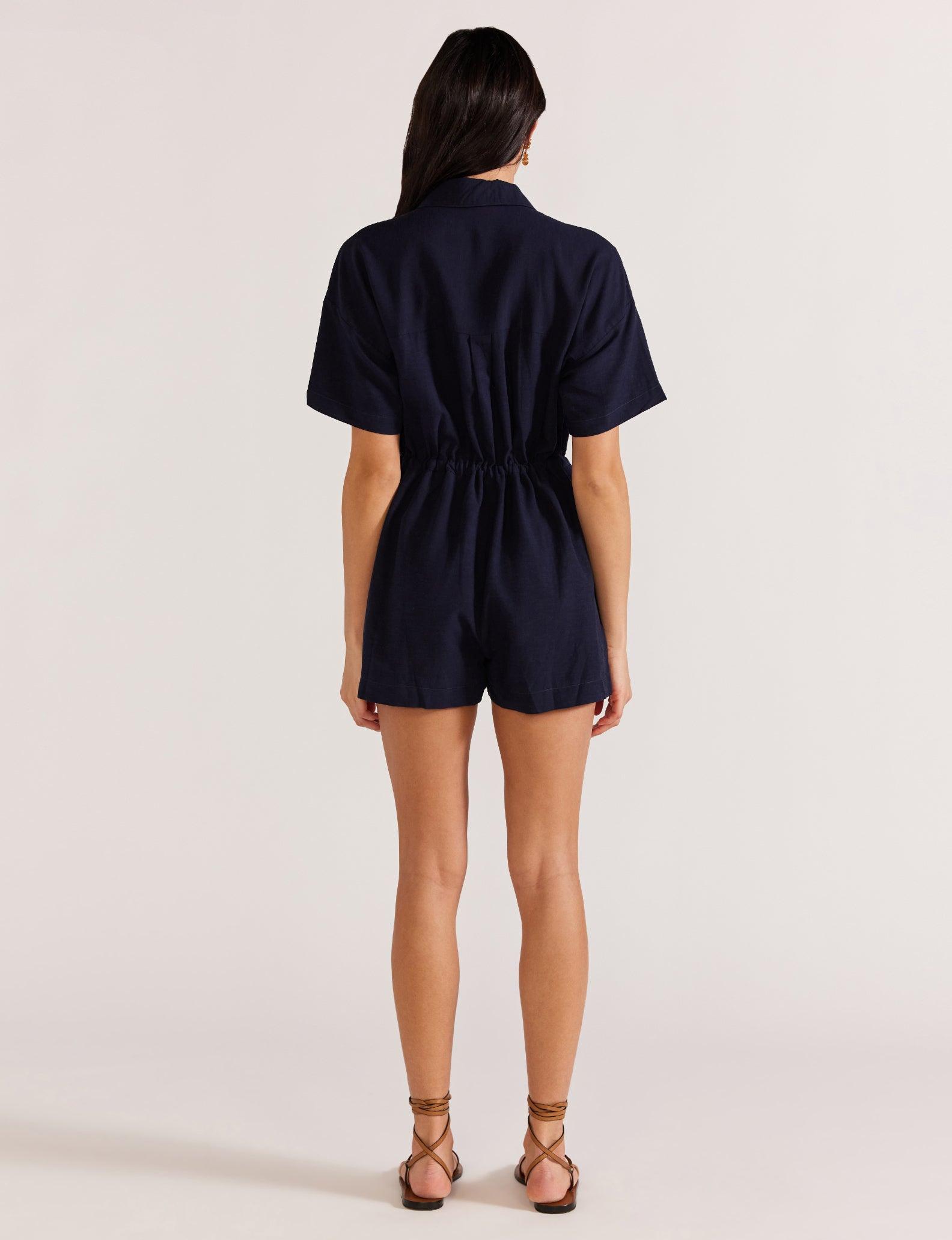 Staple the Label Elysia Playsuit in Navy - the tartan fox