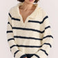 Staple the Label Frankie Stripe Jumper in Cream/Navy - the tartan fox