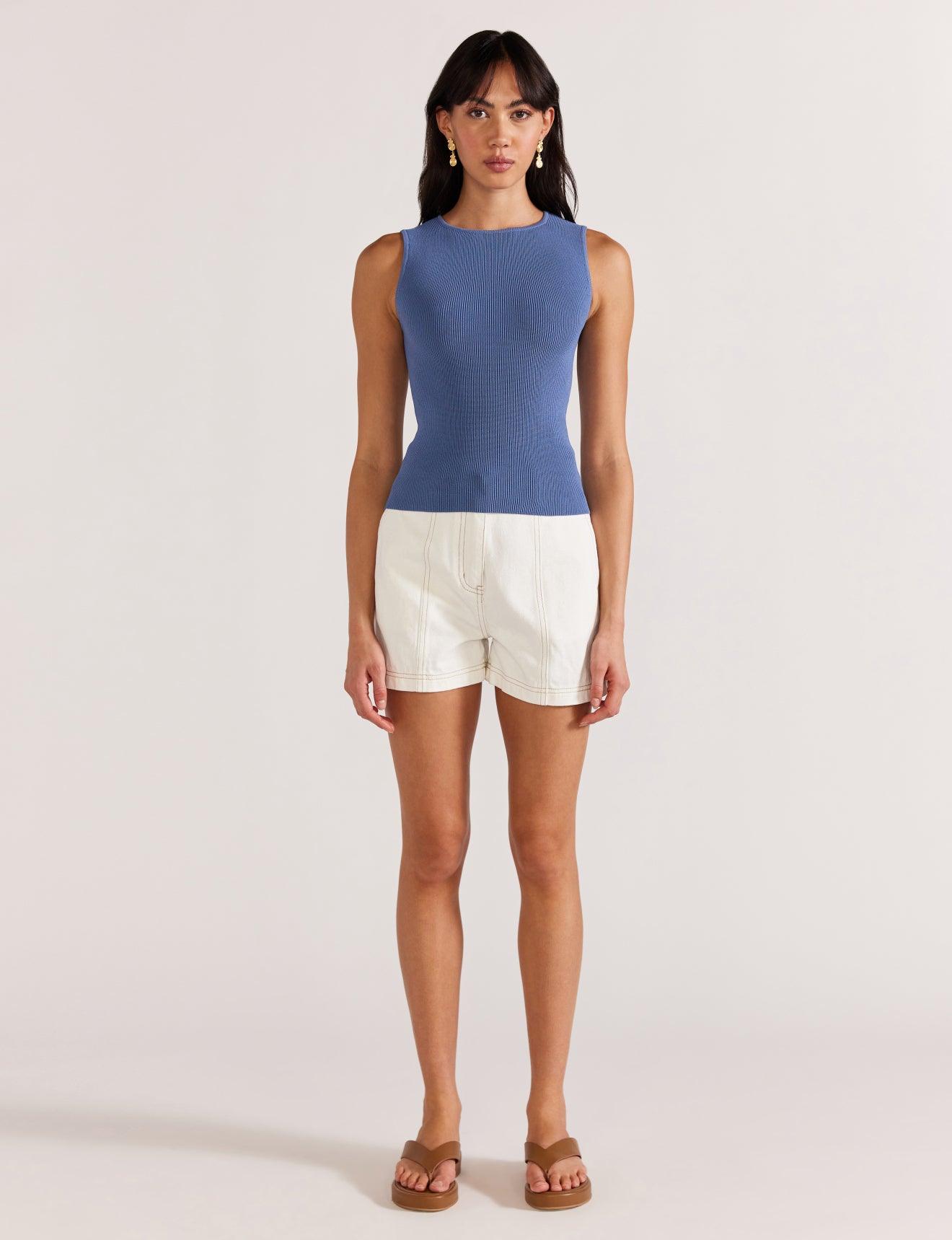 Staple the Label Gracie Knit Tank in French Blue - the tartan fox