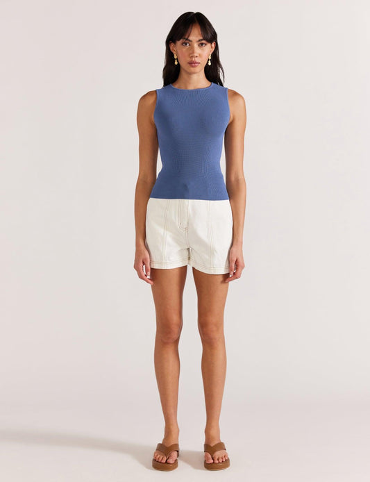 Staple the Label Gracie Knit Tank in French Blue - the tartan fox