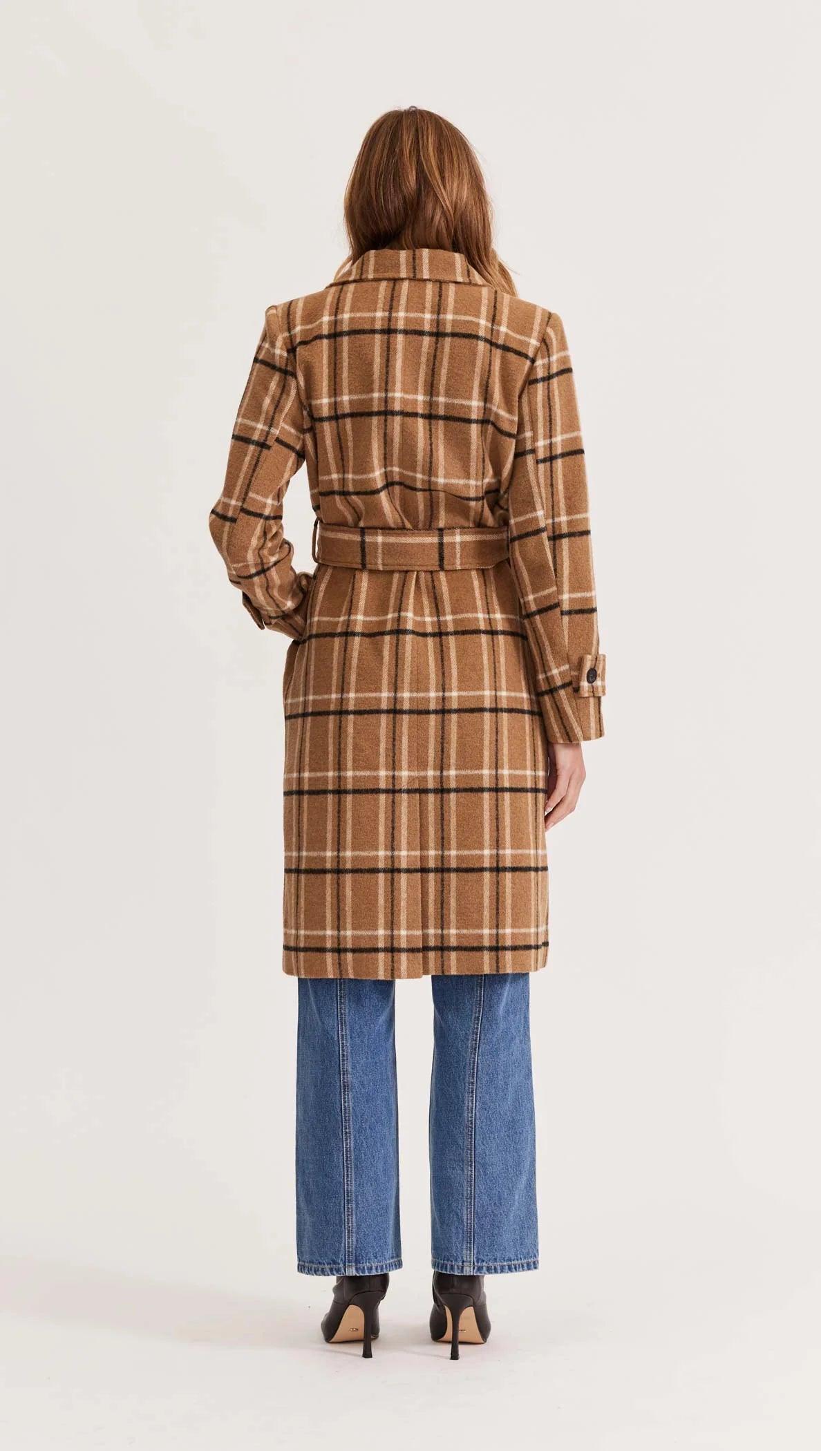 Staple the Label Heston Check Coat in Brown Check - the tartan fox