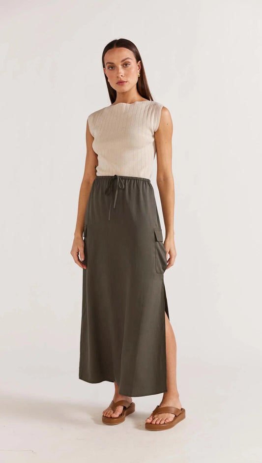 Staple the Label Kendo Cargo Skirt in Khaki - the tartan fox