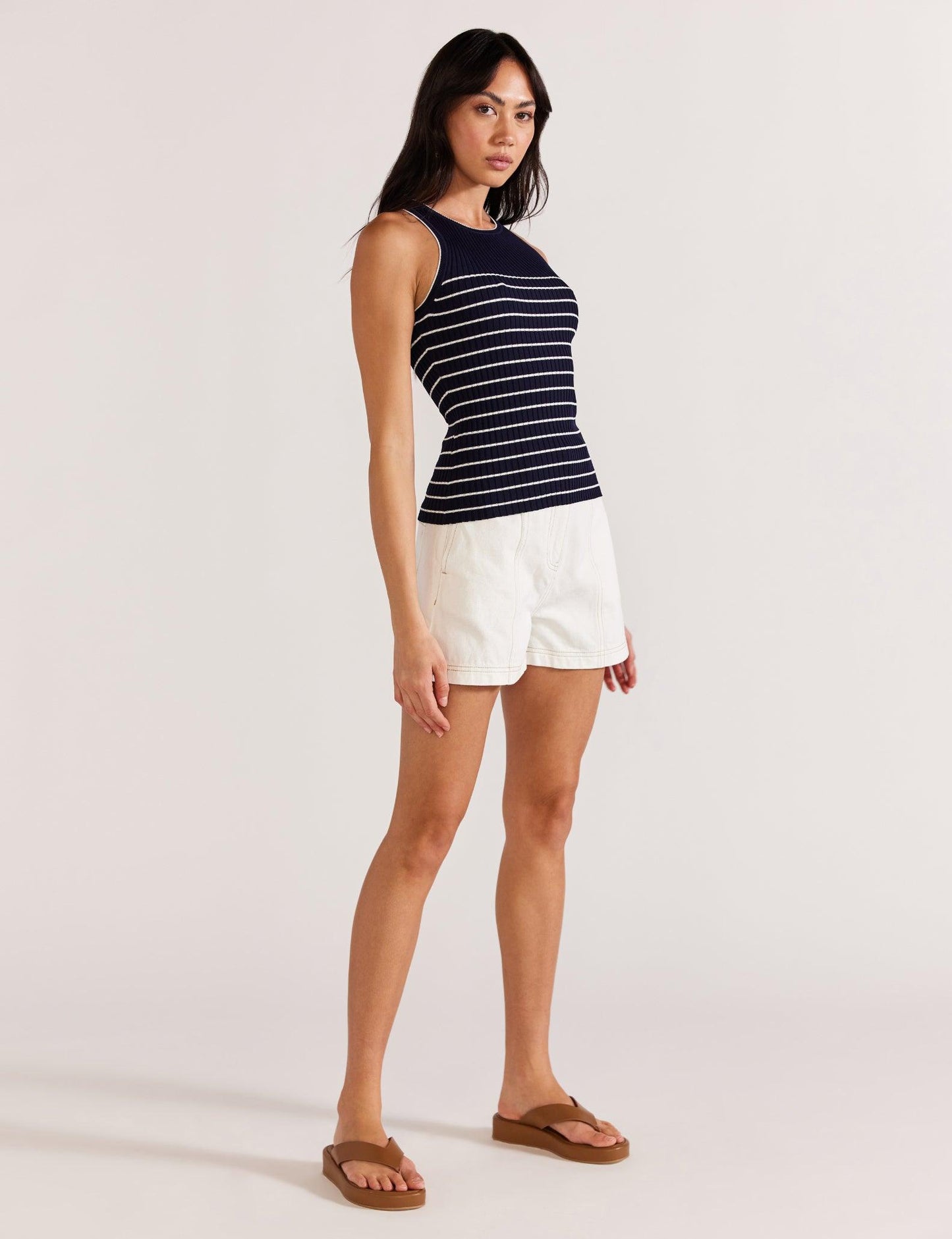 Staple the Label Kiana Stripe Knit Tank in Navy Stripe - the tartan fox