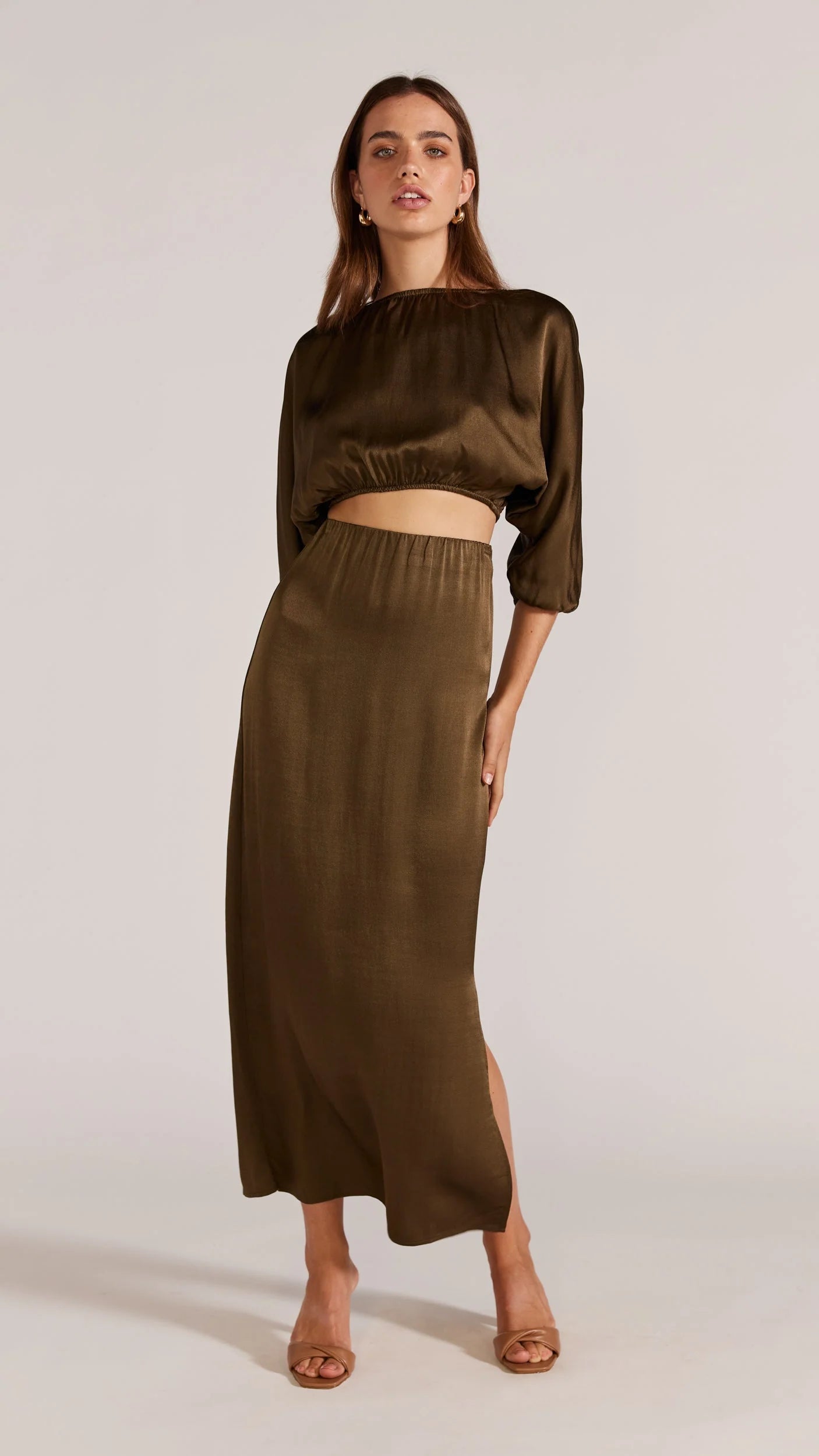 Staple the Label Koa Midi Skirt in Khaki - the tartan fox