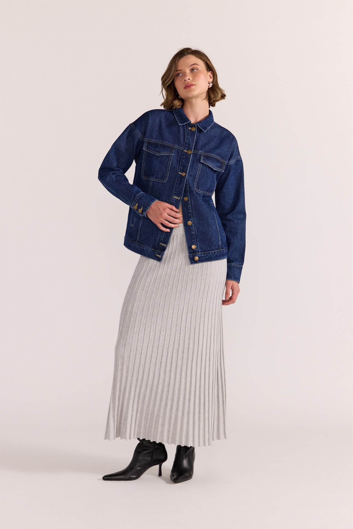 Staple the Label Lennox Denim Jacket in Indigo - the tartan fox
