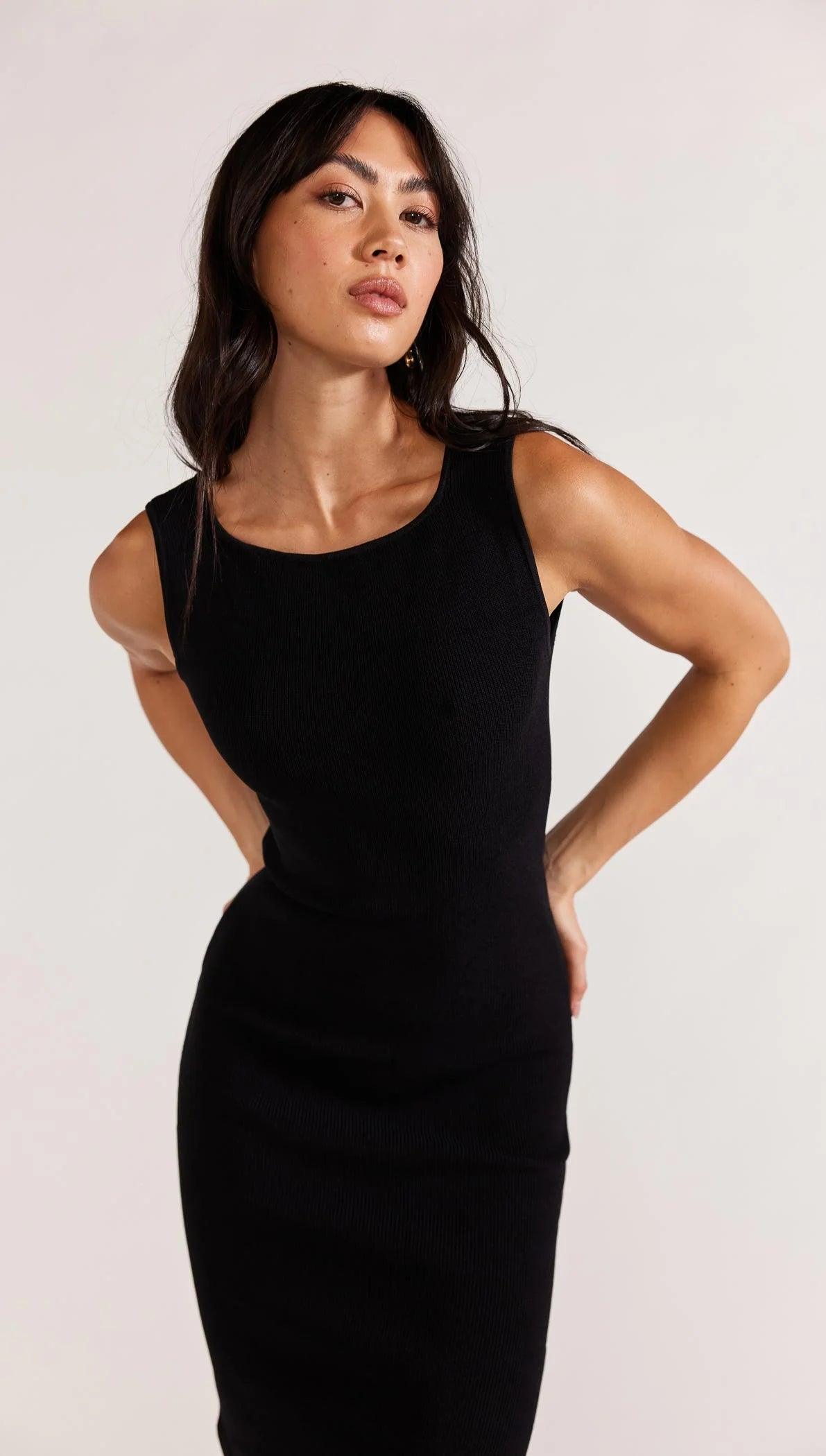 Staple the Label Lexi Reversible Midi Dress in Black - the tartan fox