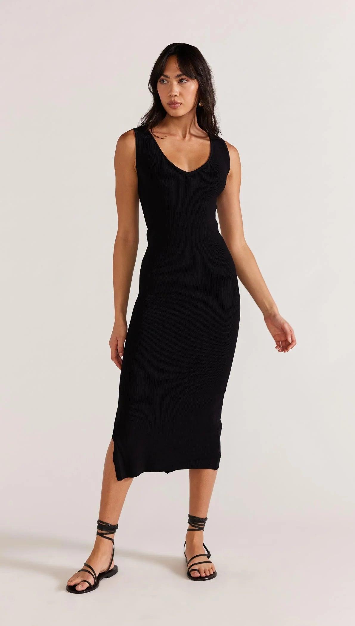 Staple the Label Lexi Reversible Midi Dress in Black - the tartan fox