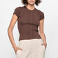 Staple the Label Maya Rib Knit Tee in Espresso - the tartan fox