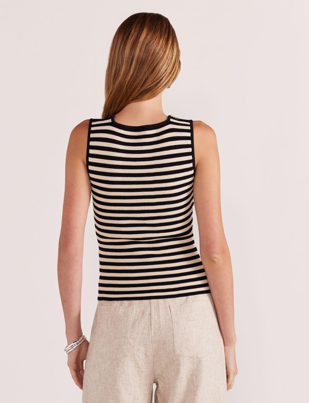 Staple the Label Mia Stripe Knit Tank in Black and Cream - the tartan fox