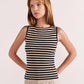 Staple the Label Mia Stripe Knit Tank in Black and Cream - the tartan fox