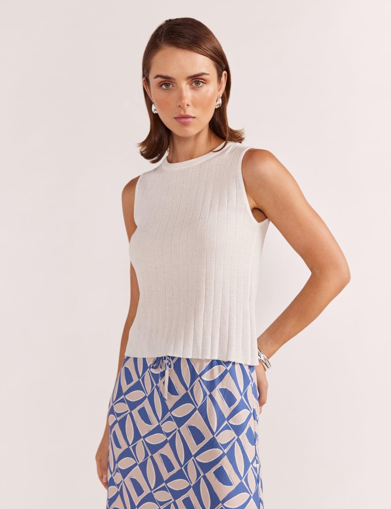 Staple the Label Nola Knit Tank in White - the tartan fox