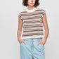 Staple the Label Palmer Stripe Knit Tank in White/Espresso - the tartan fox