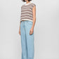 Staple the Label Palmer Stripe Knit Tank in White/Espresso - the tartan fox