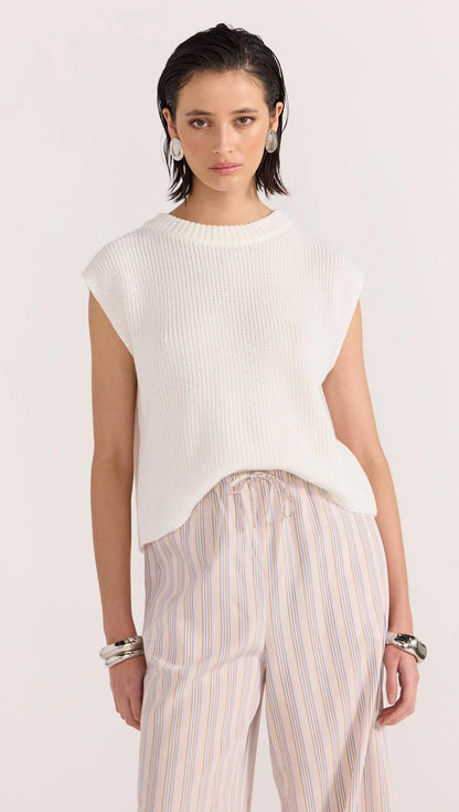 Staple the Label Petra Knit Top in Off White - the tartan fox