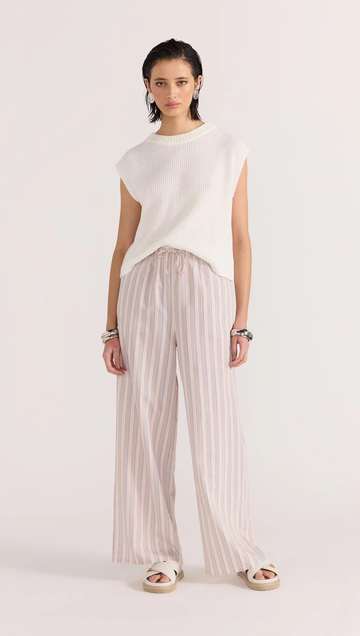 Staple the Label Petra Knit Top in Off White - the tartan fox