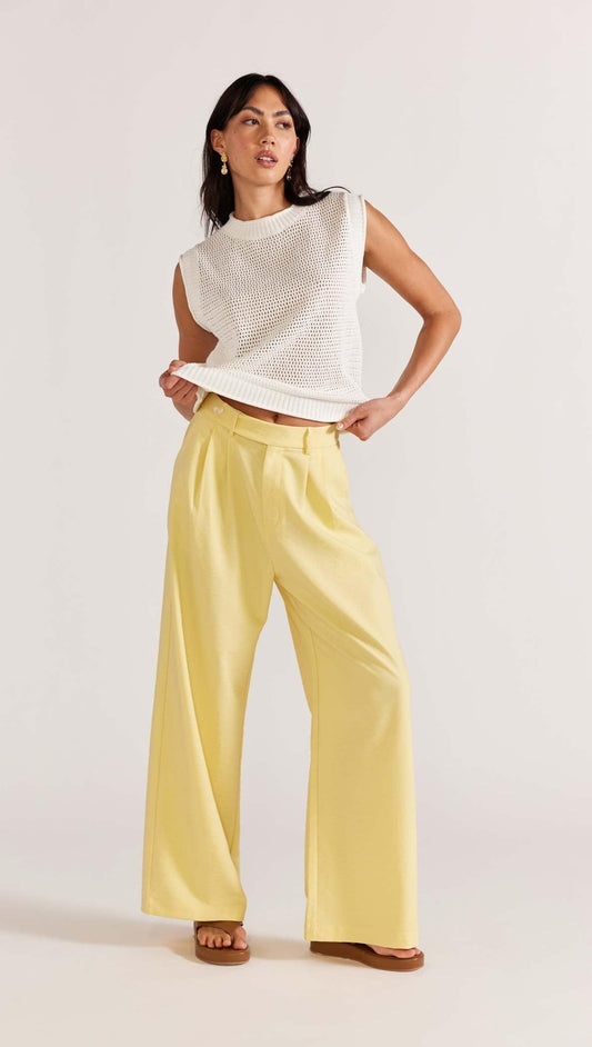 Staple the Label Sorrento Wide Leg Pant in Lemon - the tartan fox