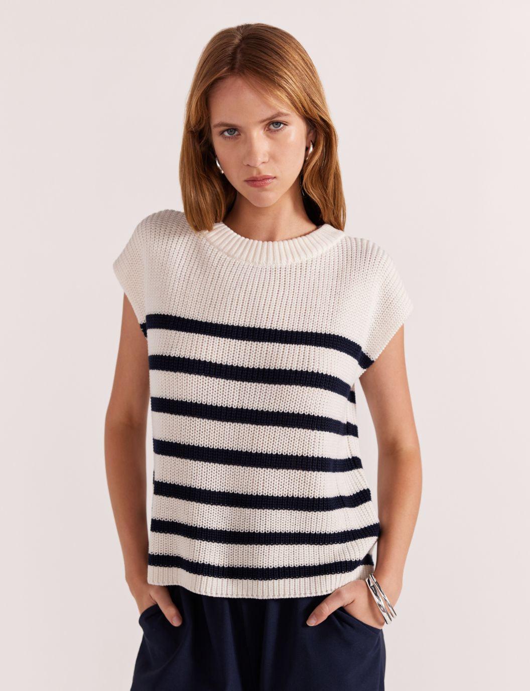 Staple the Label Sundown Stripe Knit Tank in Cream and Navy - the tartan fox