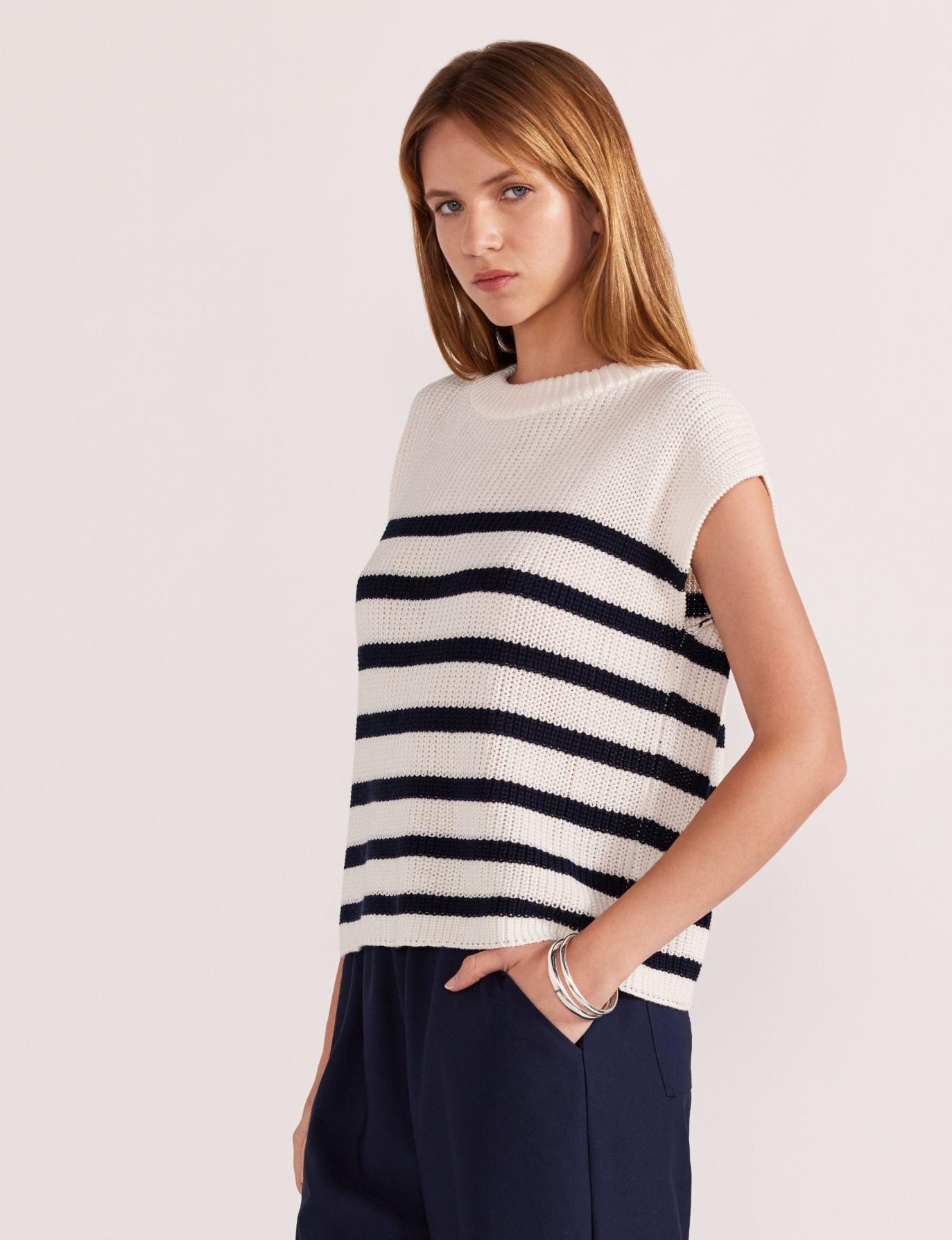 Staple the Label Sundown Stripe Knit Tank in Cream and Navy - the tartan fox