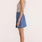 Staple the Label Tate Denim Wrap Skirt in Mid-Blue - the tartan fox