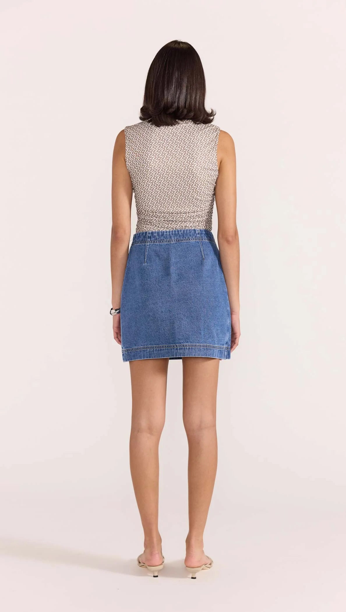 Staple the Label Tate Denim Wrap Skirt in Mid-Blue - the tartan fox