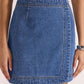 Staple the Label Tate Denim Wrap Skirt in Mid-Blue - the tartan fox