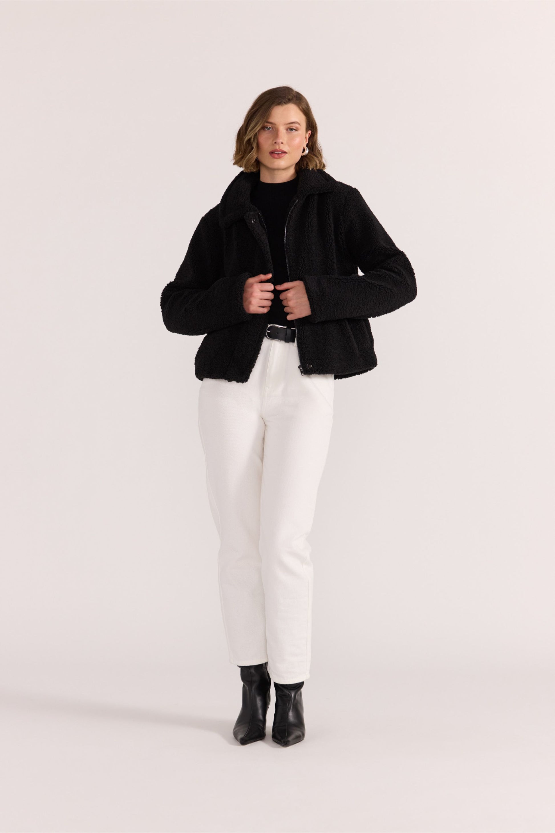 Staple the Label Tate Sherpa Jacket in Black - the tartan fox