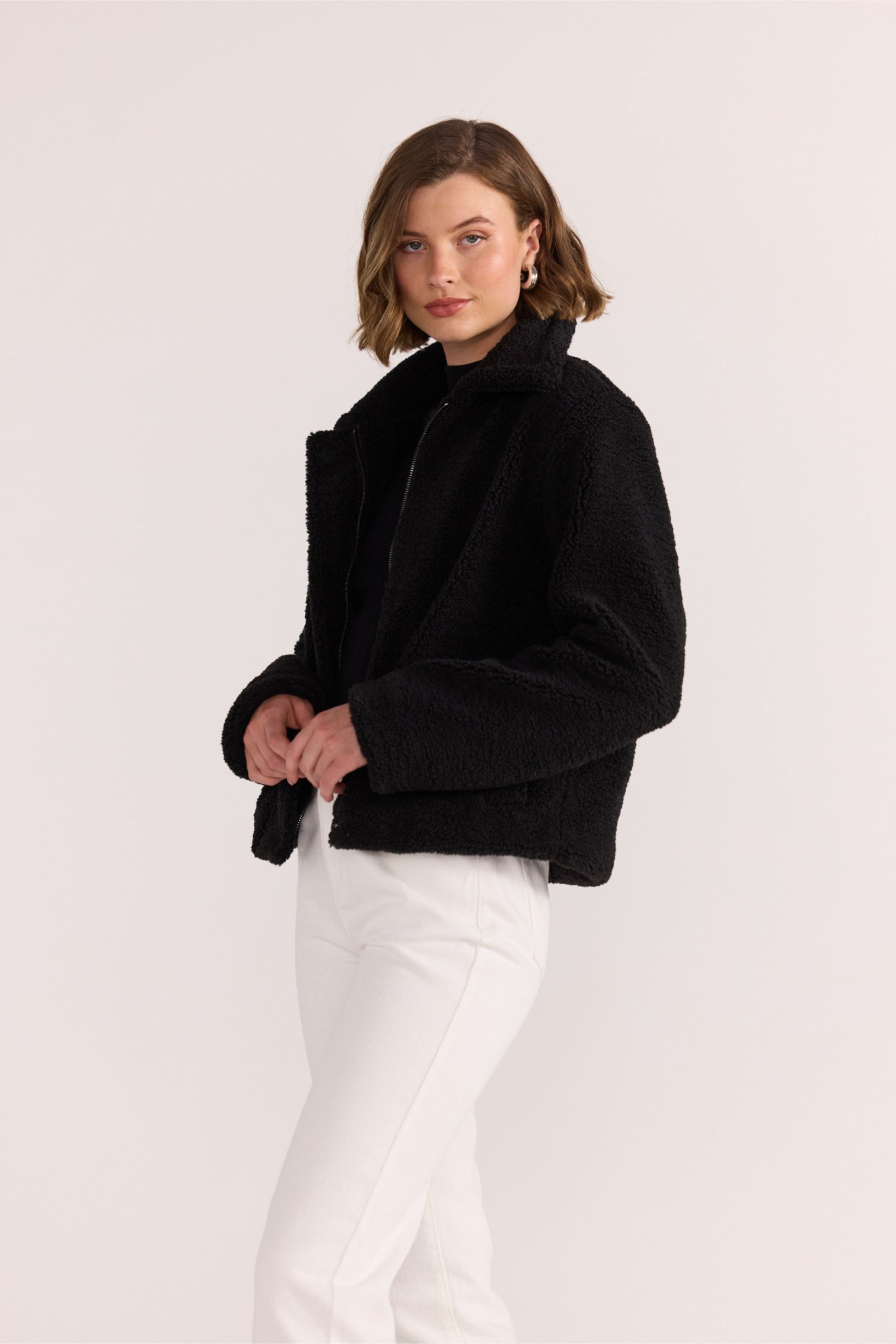 Staple the Label Tate Sherpa Jacket in Black - the tartan fox