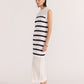 Staple the Label Veda Stripe Knit Midi Dress in White/Navy Stripe - the tartan fox