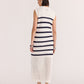 Staple the Label Veda Stripe Knit Midi Dress in White/Navy Stripe - the tartan fox